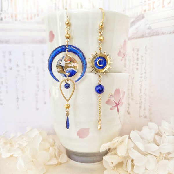 Envol entre Soleil et Lune - Boucles d'oreilles
