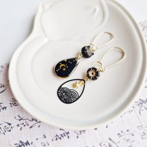 Neko dans la Lune - Boucles d'oreilles