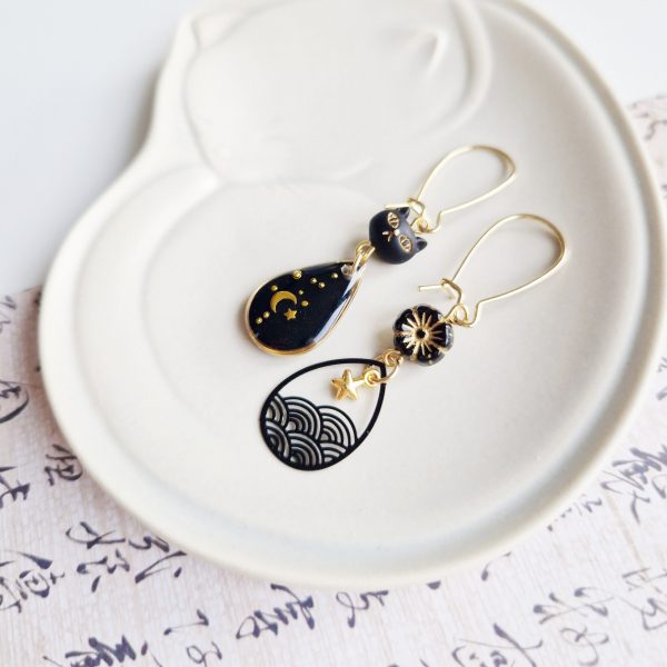 Neko dans la Lune - Boucles d'oreilles