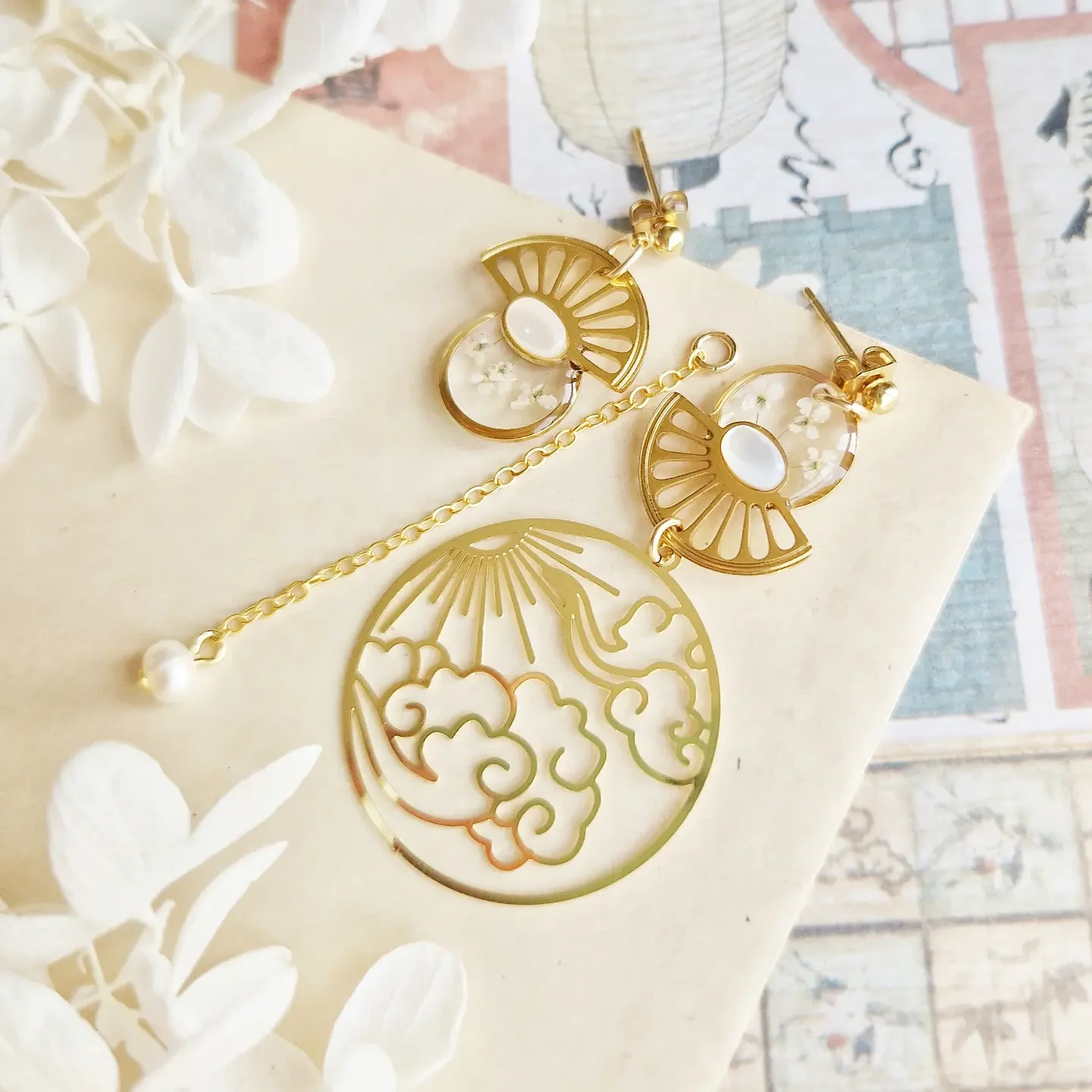 Hatsuhinode Fleuri - Collection Nuages du Japon - Boucles d'oreilles